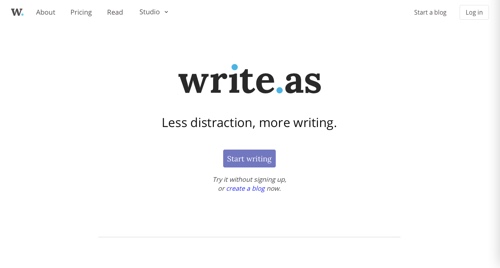 Screenshot of Write.as
