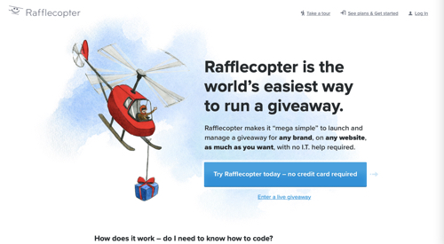 Screenshot of Rafflecopter home page.