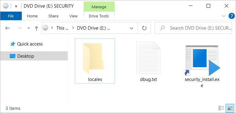 Contents of the security_install.iso file